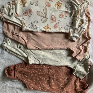 Carter's Floral and Polka Dot Bodysuits - Cream, Pink, Brown